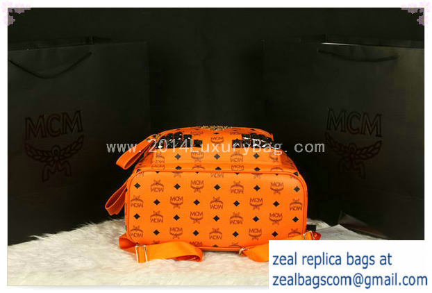 High Quality Replica MCM Stark Backpack Jumbo in Calf Leather 8100 Orange - Click Image to Close